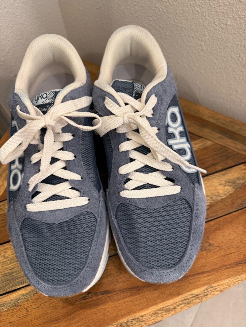 Ryka Blue and Cream Women's Lace-Up Athletic Sneakers